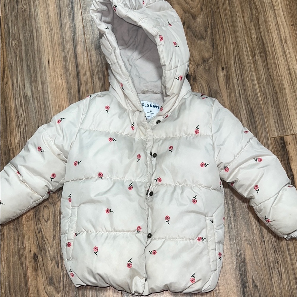 Old Navy White Puffer Jacket with Hood